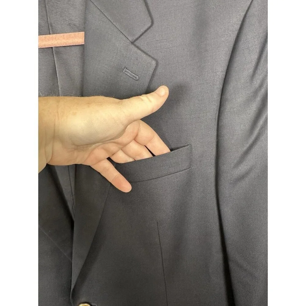 Lauren Ralph Lauren Blazer Jacket Mens Size 42L Wool Black Sport Coat